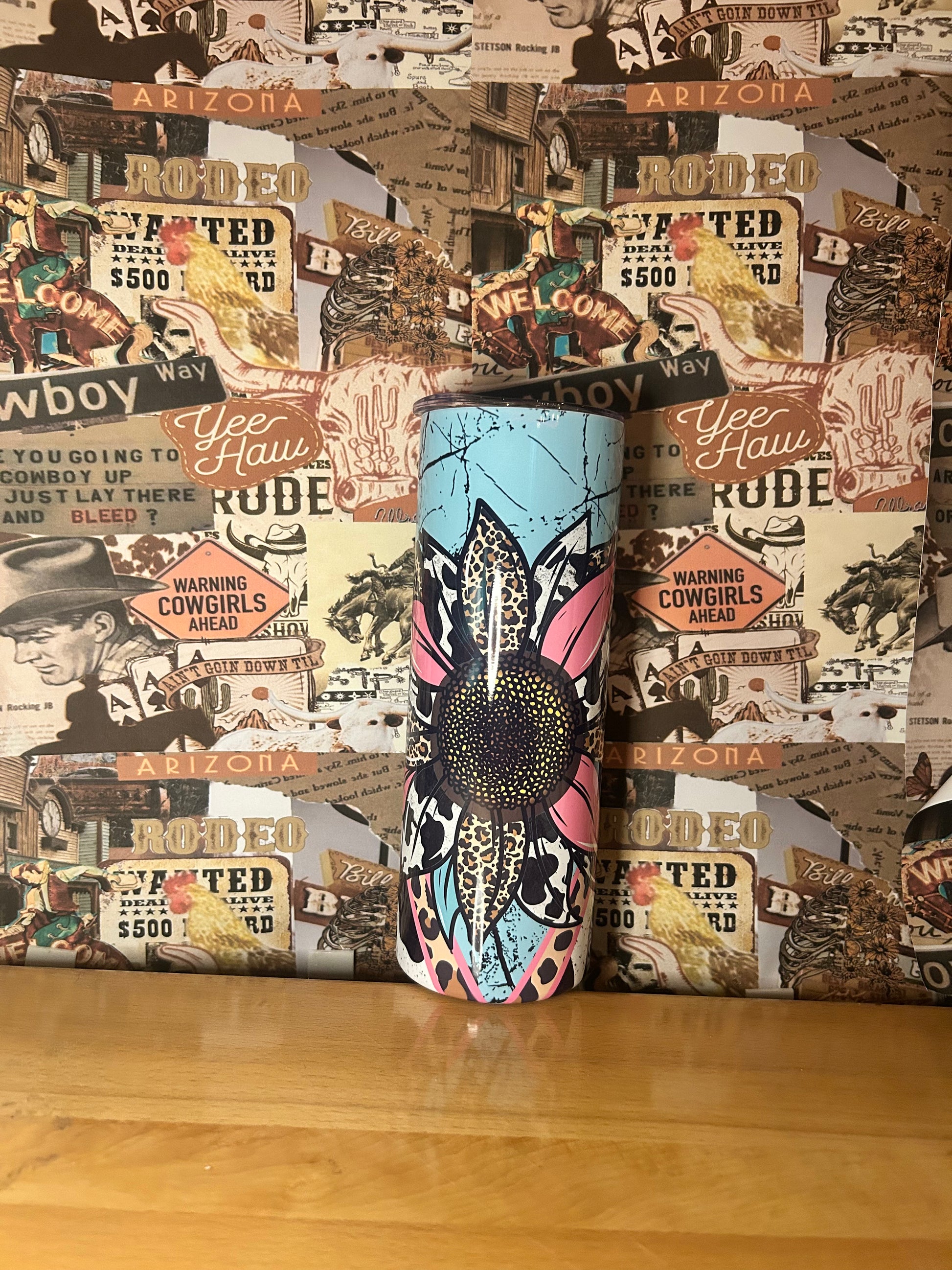 Leopard cow sunflower tumbler